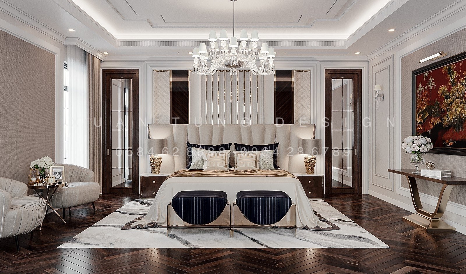 Tầng 3 Biệt Thự Anh Hòa House – Phòng Ngủ Master Sang Trọng | Nội Thất Xuân Tùng