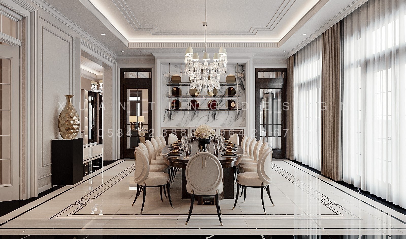 Tầng 1 Biệt Thự Anh Hòa House – Không Gian Sang Trọng & Tinh Tế | Nội Thất Xuân Tùng