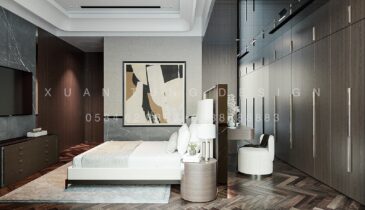 Phòng Ngủ Villa Nghỉ Dưỡng – Không Gian Thư Giãn & Sang Trọng | Nội Thất Xuân Tùng