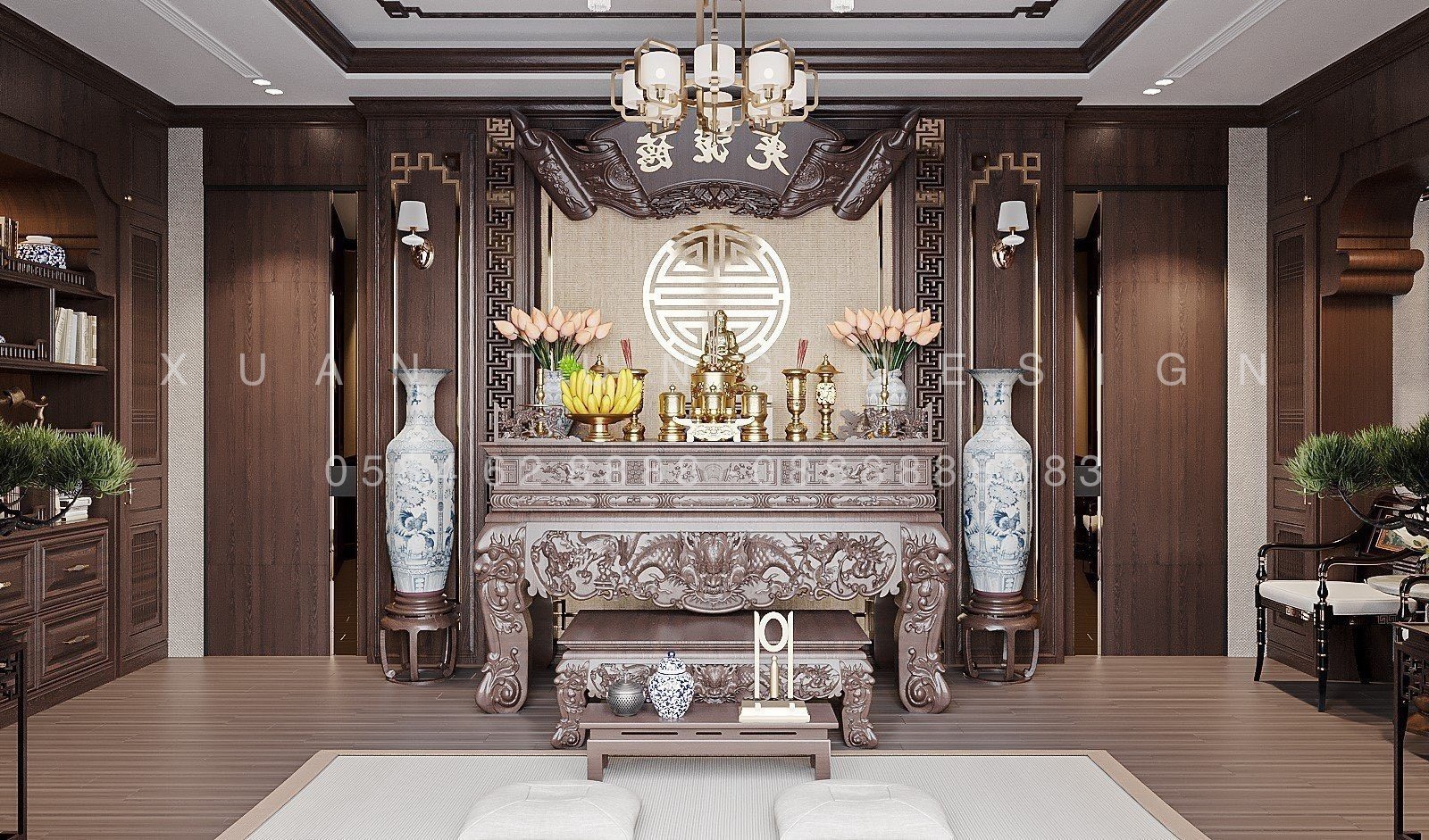 Phòng Thờ Villa – Không Gian Trang Nghiêm & Thanh Tịnh | Nội Thất Xuân Tùng
